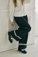 roll up lace wide pants