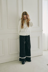 roll up lace wide pants