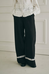 roll up lace wide pants