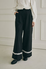 roll up lace wide pants