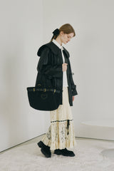 heart × belt suede shoulder bag