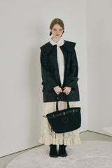 heart × belt suede shoulder bag