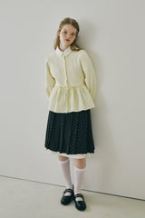 velours ribbon peplum cardigan