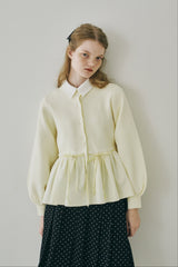 velours ribbon peplum cardigan