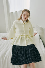 velours ribbon peplum cardigan