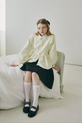 velours ribbon peplum cardigan