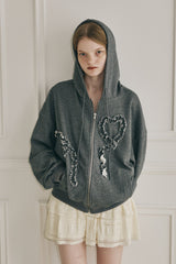heart frill hoodie