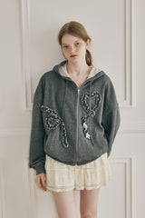 heart frill hoodie