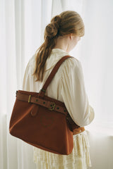 heart × belt suede shoulder bag