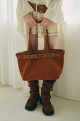 heart × belt suede shoulder bag