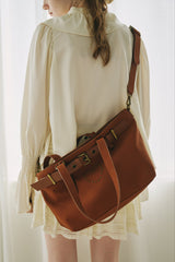 heart × belt suede shoulder bag
