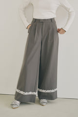 roll up lace wide pants