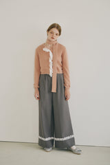 lace frill shaggy knit cardigan