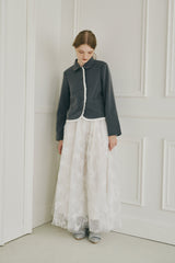 volume tulle butterfly dot skirt