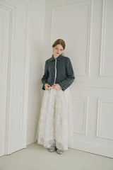 volume tulle butterfly dot skirt