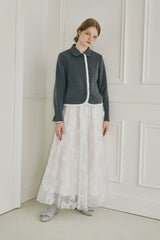 volume tulle butterfly dot skirt