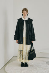 big collar vegan leather jacket