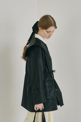 big collar vegan leather jacket