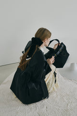 big collar vegan leather jacket