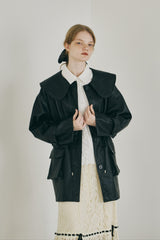 big collar vegan leather jacket