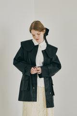 big collar vegan leather jacket