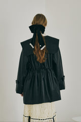 big collar vegan leather jacket