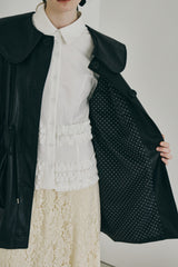 big collar vegan leather jacket