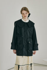 big collar vegan leather jacket