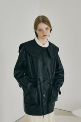 big collar vegan leather jacket