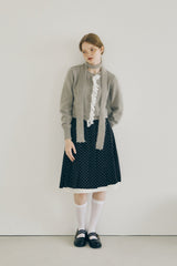 lace frill shaggy knit cardigan