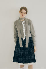 lace frill shaggy knit cardigan