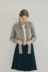 lace frill shaggy knit cardigan