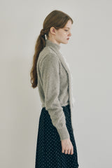 lace frill shaggy knit cardigan