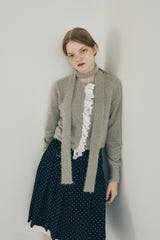 lace frill shaggy knit cardigan