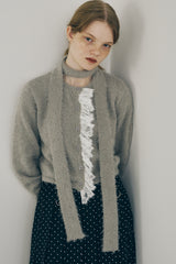 lace frill shaggy knit cardigan