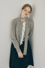 lace frill shaggy knit cardigan