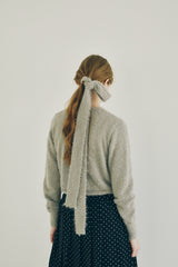 lace frill shaggy knit cardigan