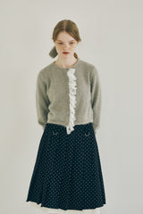 lace frill shaggy knit cardigan