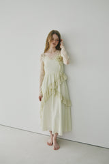 dot × rose corsage cami onepiece