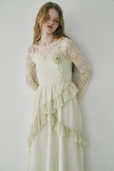 dot × rose corsage cami onepiece