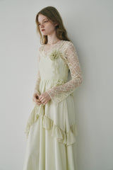 dot × rose corsage cami onepiece