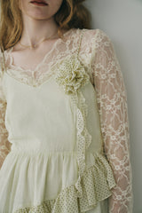 dot × rose corsage cami onepiece