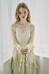 dot × rose corsage cami onepiece