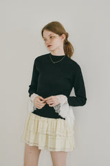 lace slit knit tops