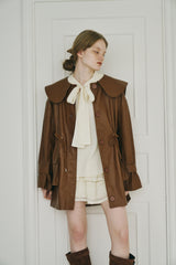 big collar vegan leather jacket