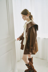 big collar vegan leather jacket