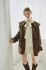 big collar vegan leather jacket