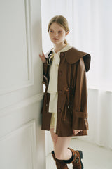 big collar vegan leather jacket