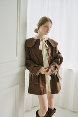 big collar vegan leather jacket