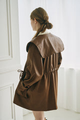 big collar vegan leather jacket